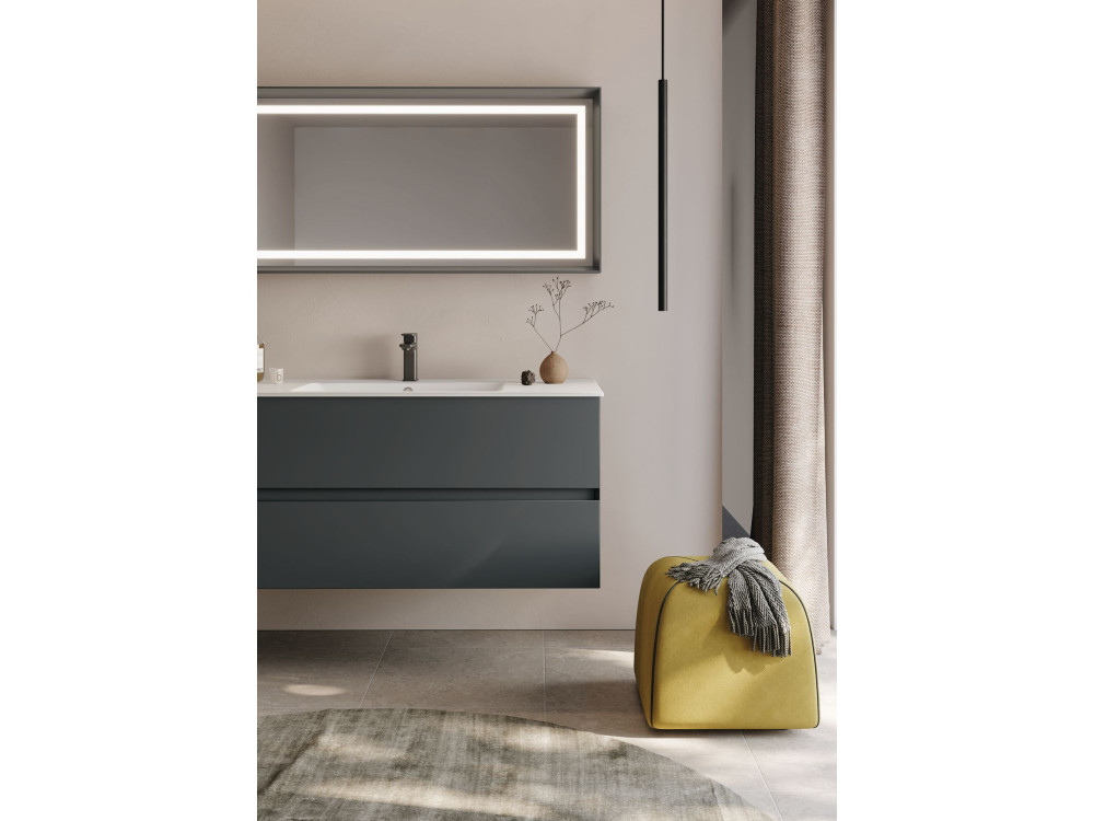 Waschtisch-Set mit Spiegel (2-teilig) „Nest 121 v2“ – 121 x 51 x 55 cm – Anthrazit matt