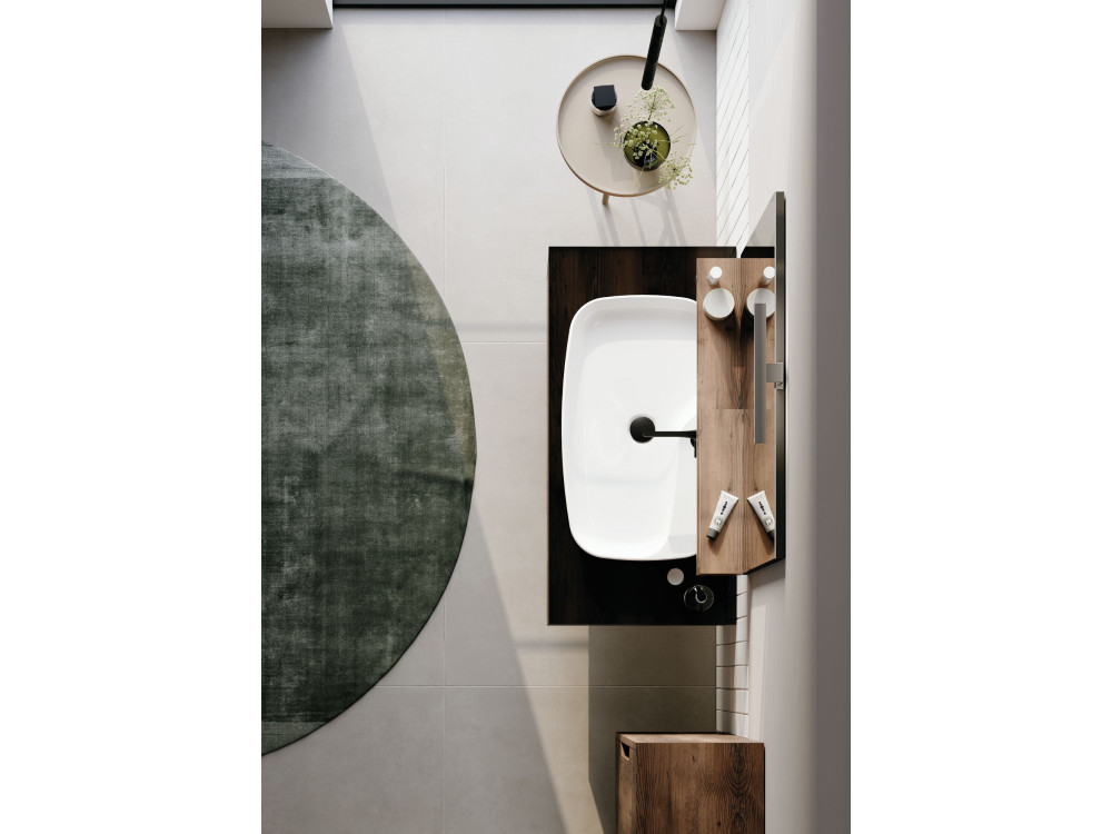 Waschtisch-Set mit Spiegel (2-teilig) „Galia 100 v2“ – 100 x 50 x 50 cm – Walnuss