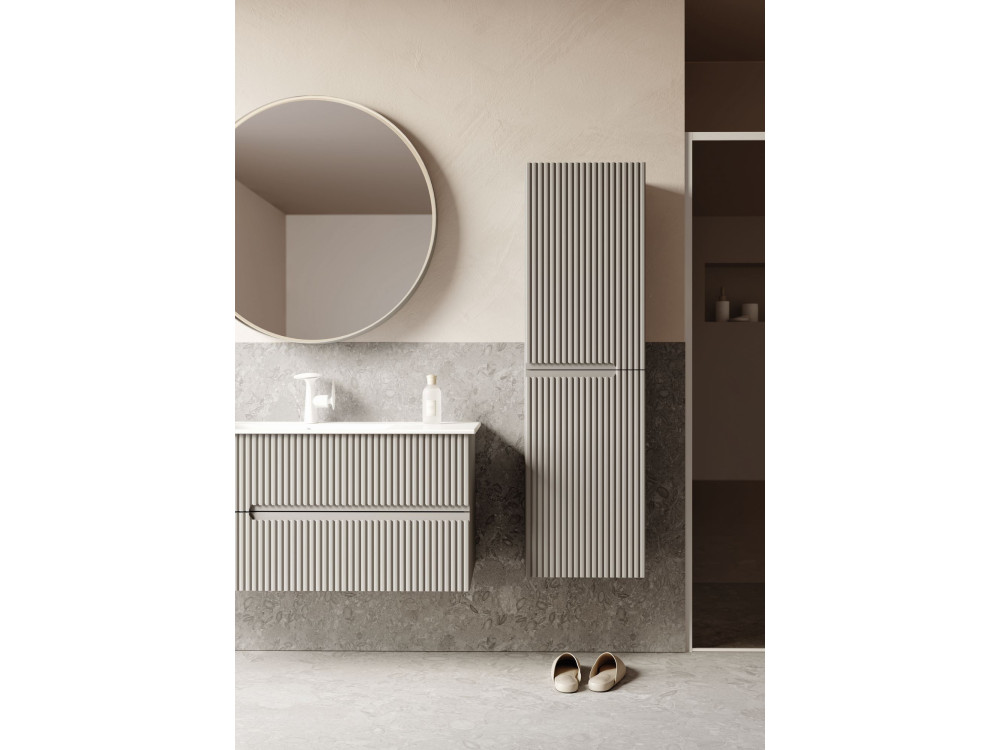 Waschtisch-Set mit Spiegel (2-teilig) „Moonlight 120 v2“ – 121 x 51 x 51 cm – Matt Mink