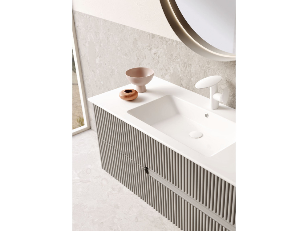 Waschtisch-Set mit Spiegel (2-teilig) „Moonlight 120 v2“ – 121 x 51 x 51 cm – Matt Mink