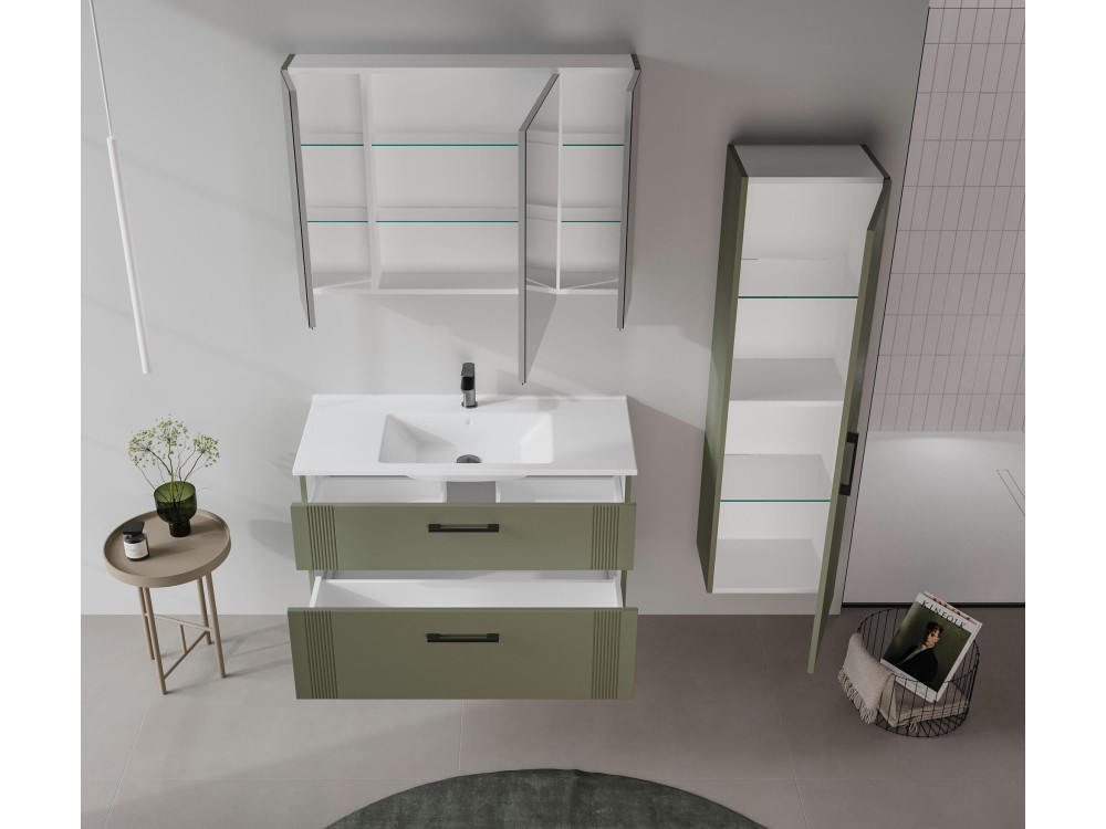 Waschtischunterschrank „Bari 100 v2“ – 100 x 45 x 55 cm – Matte Green