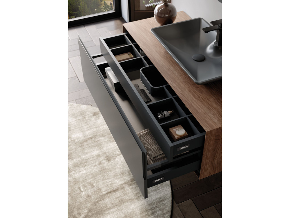 Waschtischunterschrank „Craft 120“ – 120 x 50 x 40 cm – Walnuss / Anthrazit