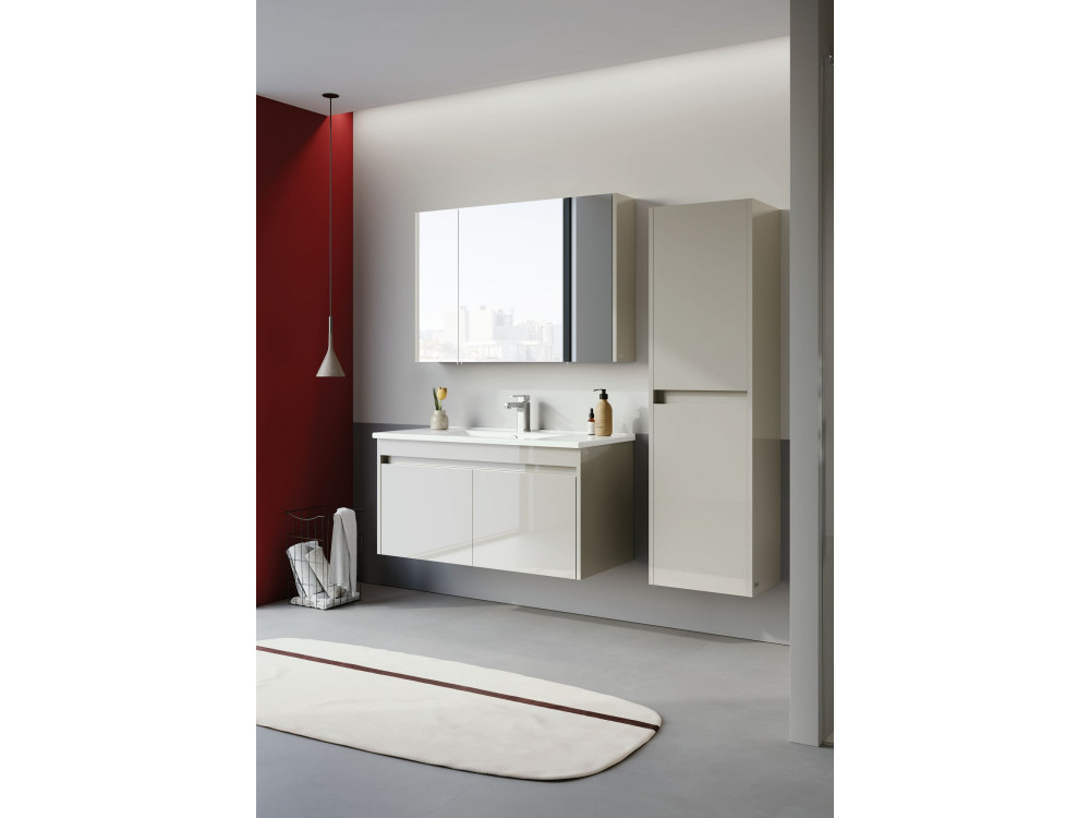 Waschtisch-Set mit Spiegel (2-teilig) „Arno 100“ – 100 x 45 x 52 cm – Cashmere
