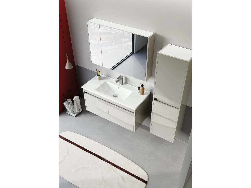 Waschtisch-Set mit Spiegel (2-teilig) „Arno 100“ – 100 x 45 x 52 cm – Cashmere