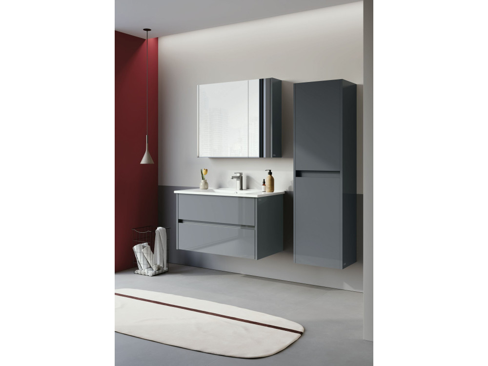 Waschtisch-Set mit Spiegel (2-teilig) „Arno 85“ – 85 x 45 x 52 cm – Grau