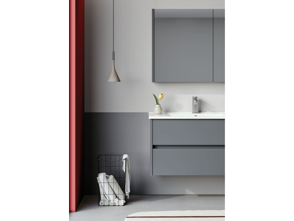 Waschtisch-Set mit Spiegel (2-teilig) „Arno 85“ – 85 x 45 x 52 cm – Grau