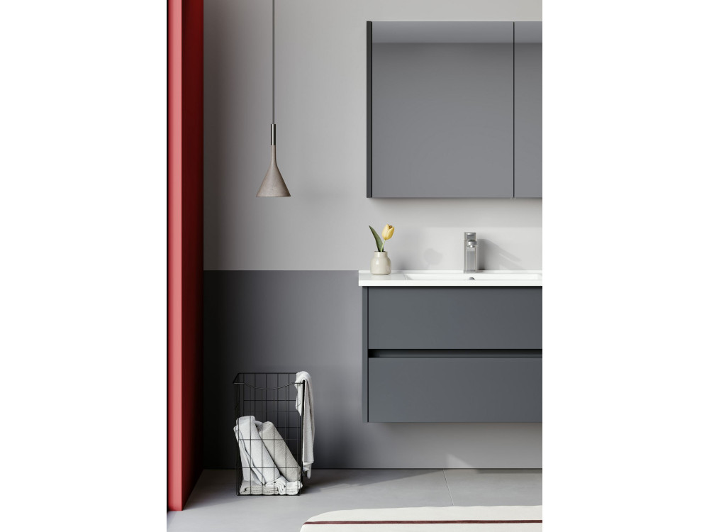 Badezimmerschrank mit Spiegel „Arno 80“ – 79 x 16 x 66 cm – Grau / Anthrazit