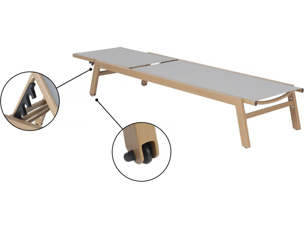 Aluminium-Sonnenliege mit Holzoptik „Elysia“ – Hellgrau