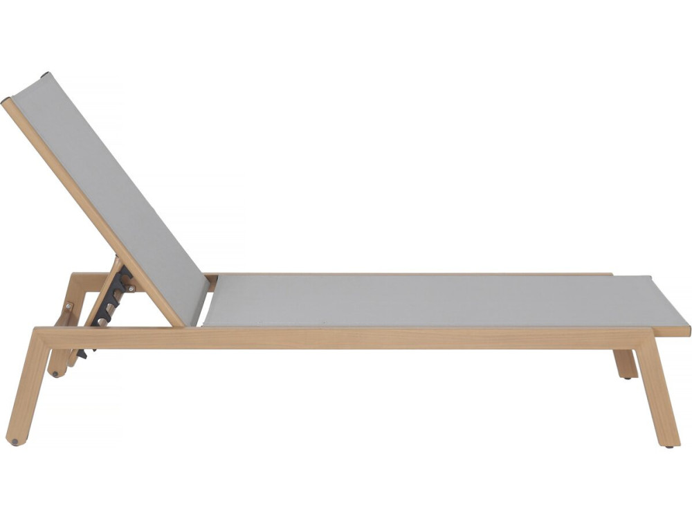 Aluminium-Sonnenliege mit Holzoptik „Elysia“ – Hellgrau
