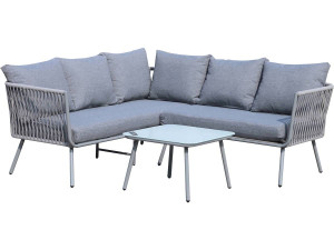 Gartenlounge aus geflochtener Kordel "Zanzibar" - Hellgrau