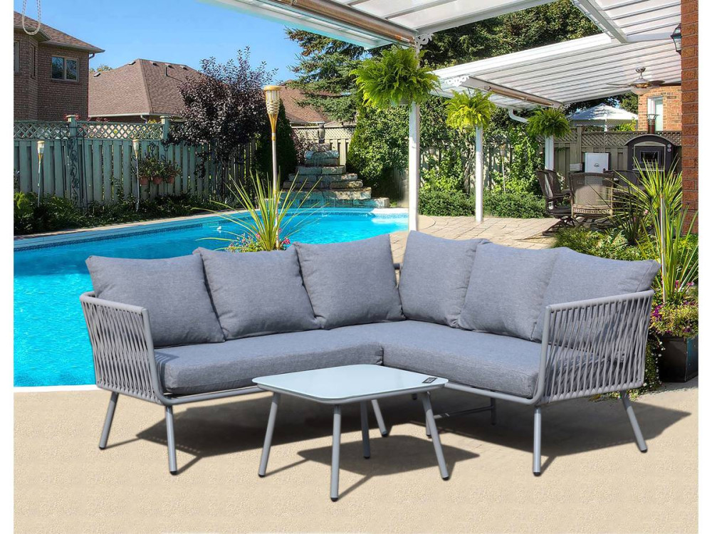 Gartenlounge aus geflochtener Kordel "Zanzibar" - Hellgrau