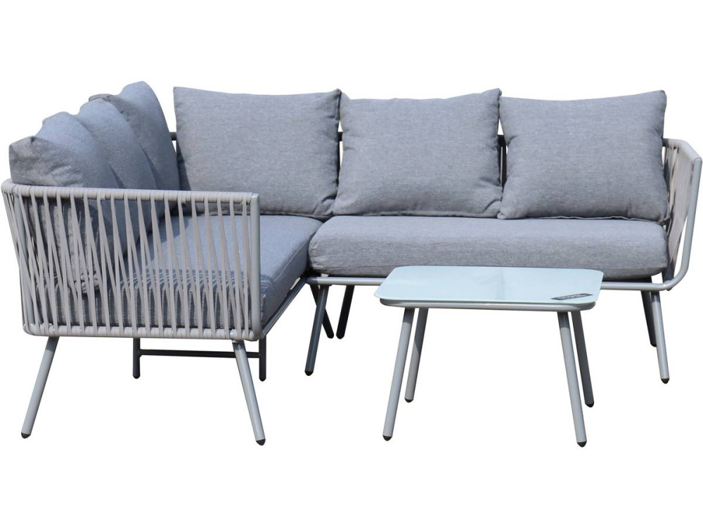 Gartenlounge aus geflochtener Kordel "Zanzibar" - Hellgrau