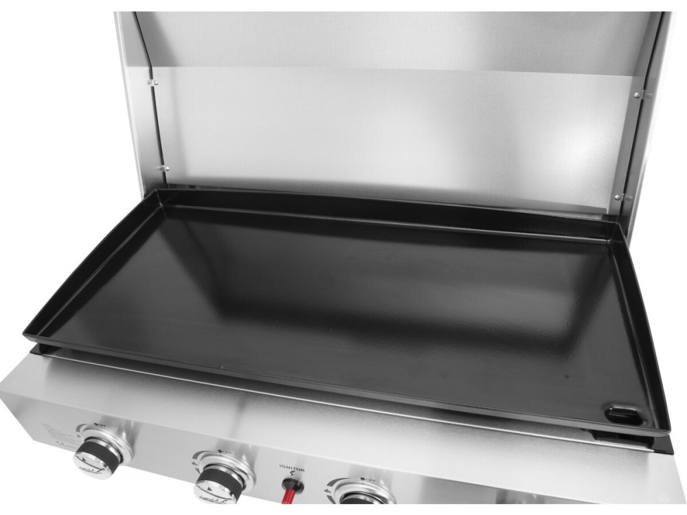 Gas-Plancha mit 4 Brennern und Deckel "Fasto" - 10 kW - Grau