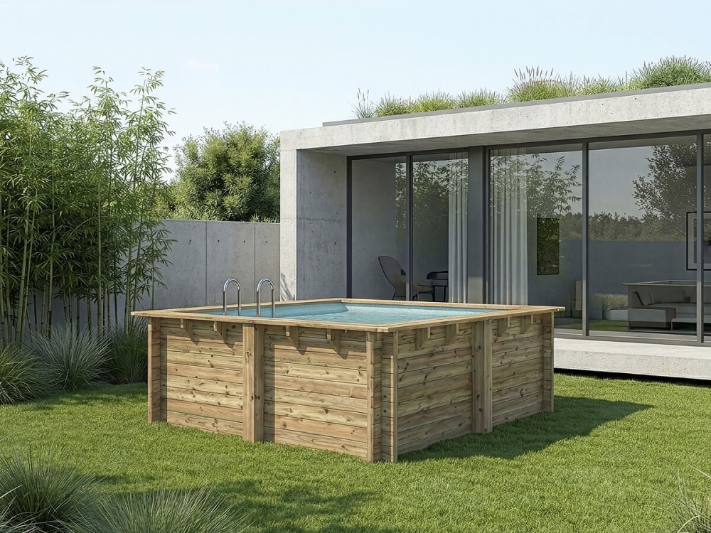 Rechteckiger Holzpool „Maldives “ – 3,20 x 3,20 x 1,24 M