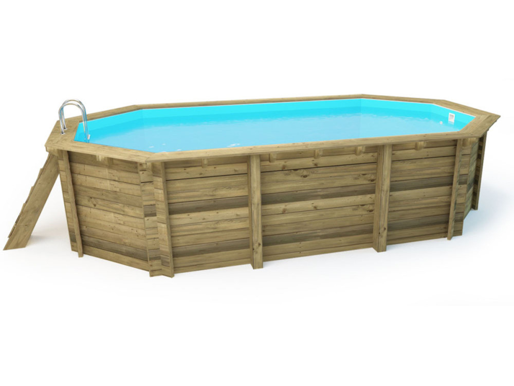 Holzpool „Florida 145“ – 6,57 x 4,57 x 1,45 M + 180 µm Luftpolsterfolie + 280 g/M² Winterabdeckung