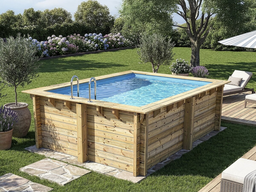 Rechteckiger Holzpool „Zanzibar“ – 3,50 x 2,50 x 1,24 M