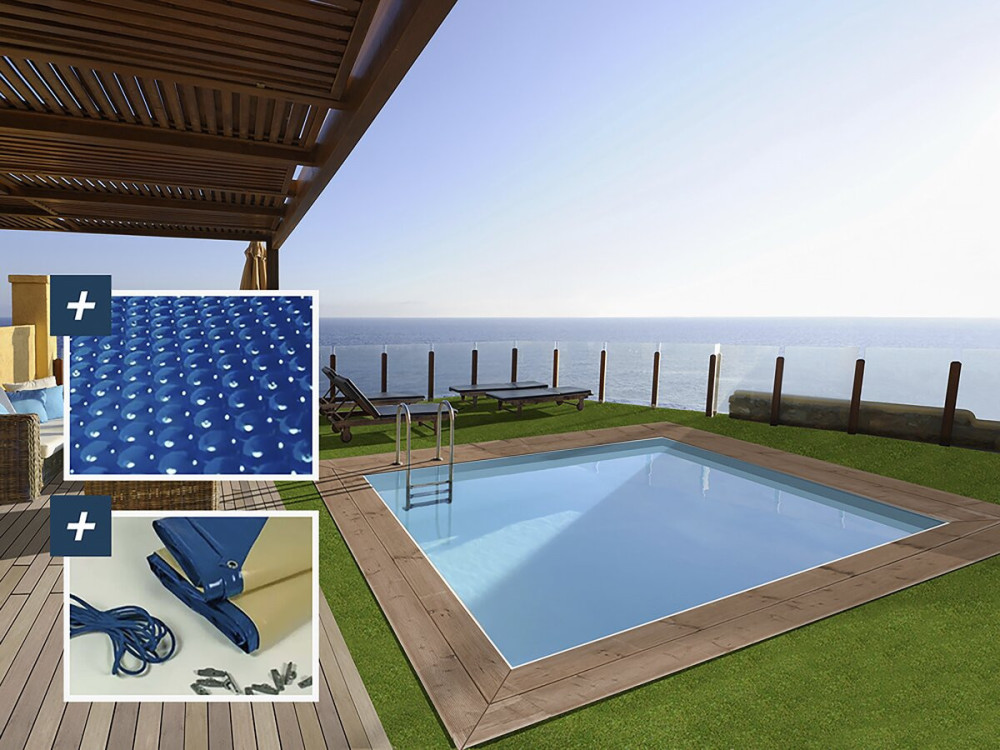 Pool Rechteckig " Zanzibar "- 3.50 x 2.30 x 1.24 m - Luftpolsterfolie 180 µ - Winterplane 280 g/m².