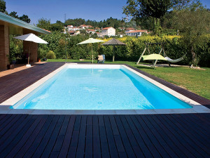 Swimmingpool Rechteckig mit flachem Boden "Sunkit" - 8.00 x 4.00 x 1.40 m + LED Scheinwerfer 12V