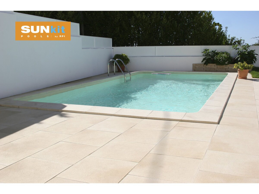 Swimmingpool Rechteckig mit flachem Boden "Sunkit" - 8.00 x 4.00 x 1.40 m + LED Scheinwerfer 12V