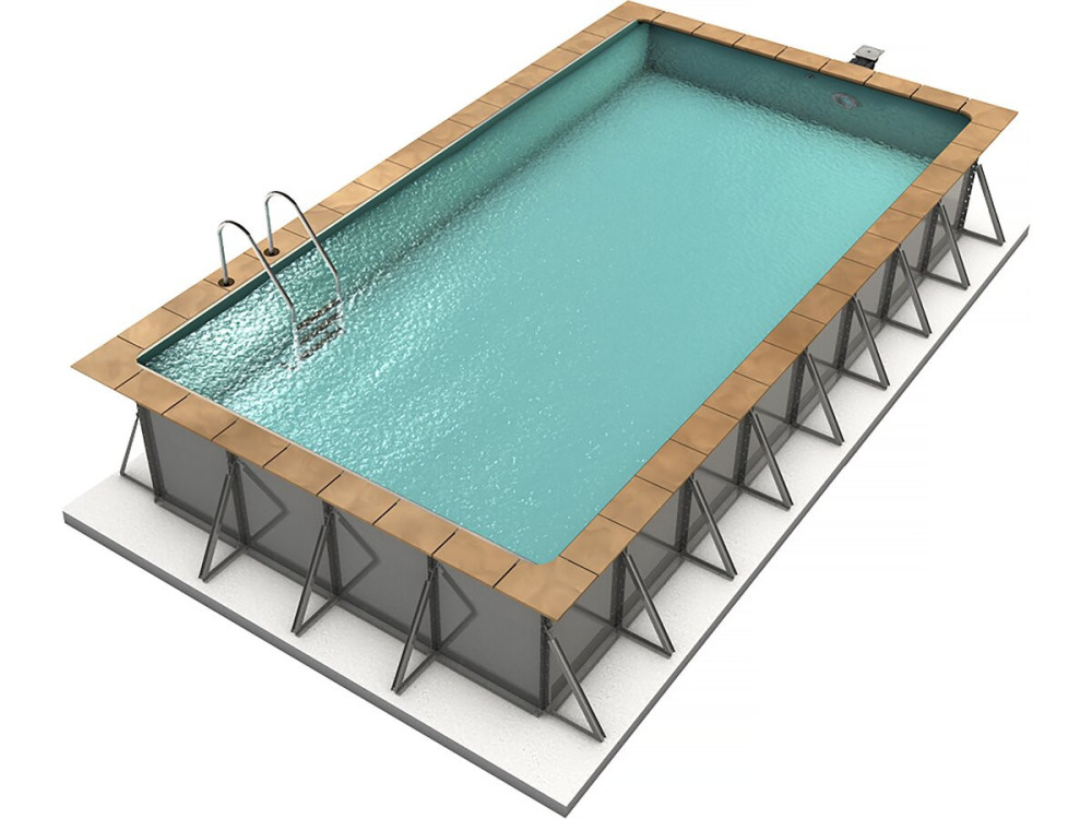 Swimmingpool Rechteckig mit flachem Boden "Sunkit" - 8.00 x 4.00 x 1.40 m + LED Scheinwerfer 12V