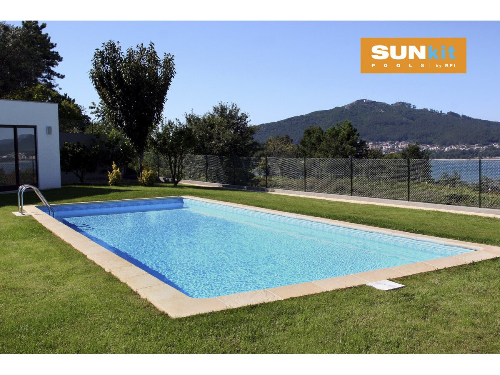 Swimmingpool Rechteckig mit flachem Boden "Sunkit" - 5.00 x 2.50 x 1.40 m + LED Scheinwerfer 12 V