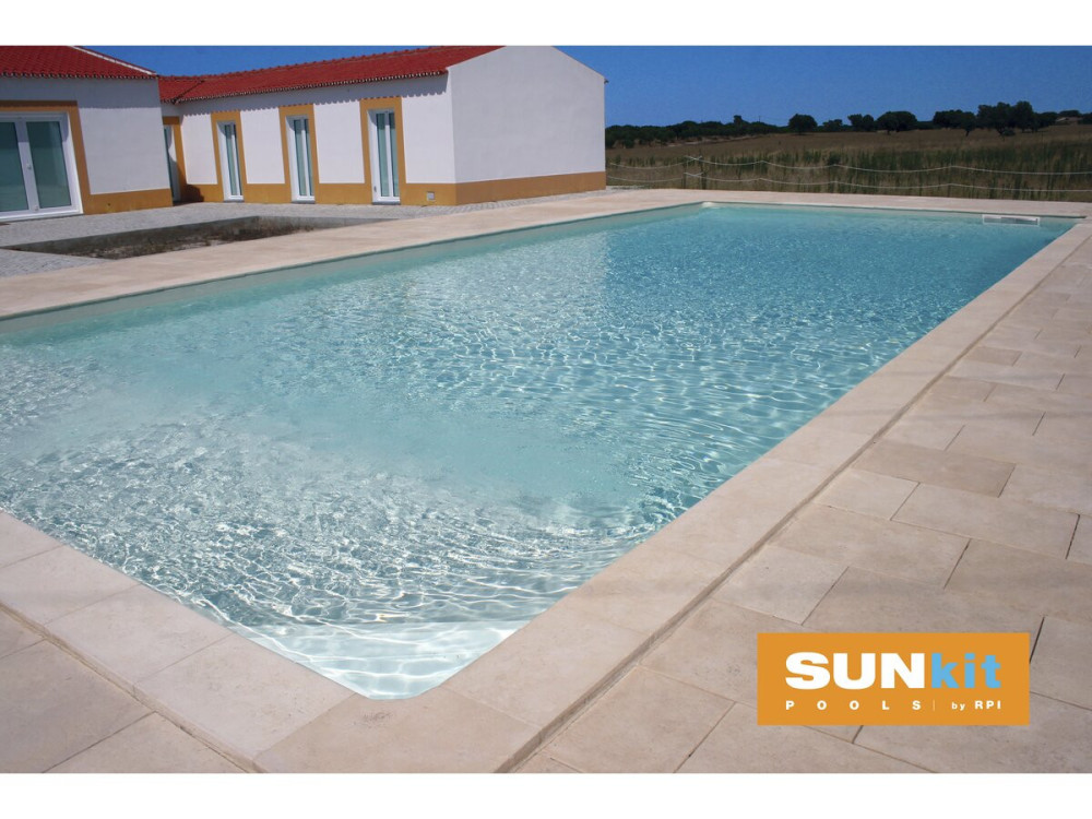 Swimmingpool Rechteckig mit flachem Boden "Sunkit" - 7.00 x 3.50 x 1.40 m + Innere Ecktreppe