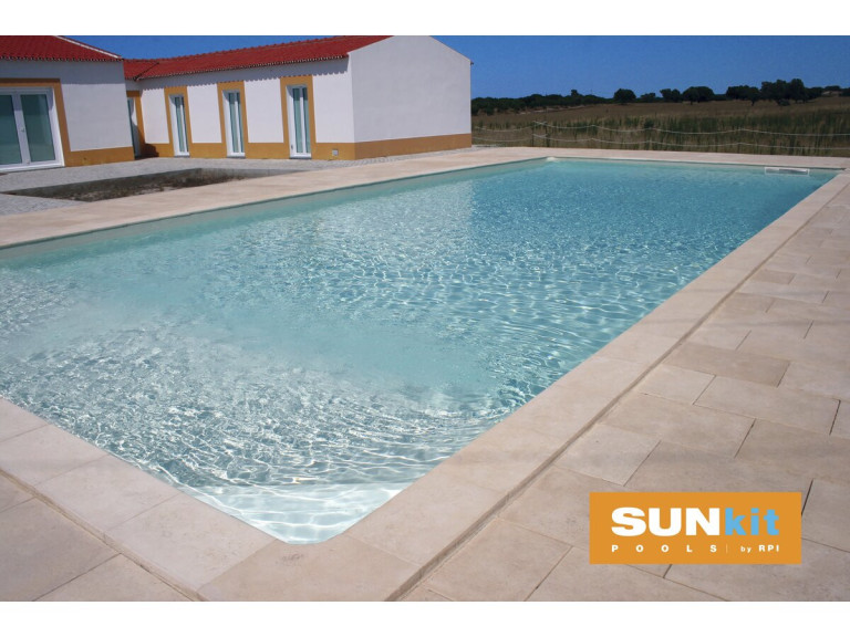 Swimmingpool Rechteckig mit flachem Boden "Sunkit" - 4.00 x 2.50 x 1.40 m + Innere Ecktreppe