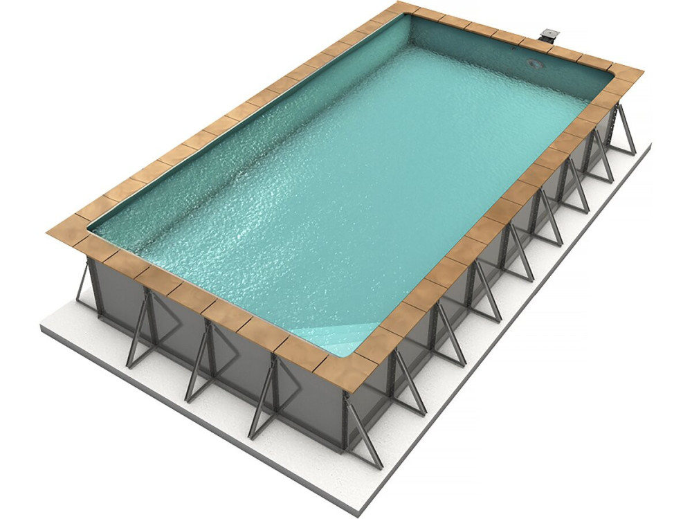 Swimmingpool Rechteckig mit flachem Boden "Sunkit" - 4.00 x 2.50 x 1.40 m + Innere Ecktreppe