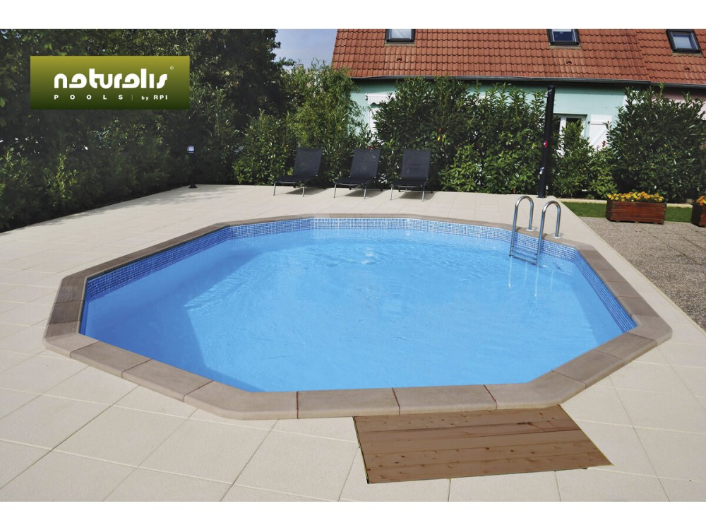 Betonpool in Holzoptik im Bausatz Zehnkant - 4.95 x 1.40 m