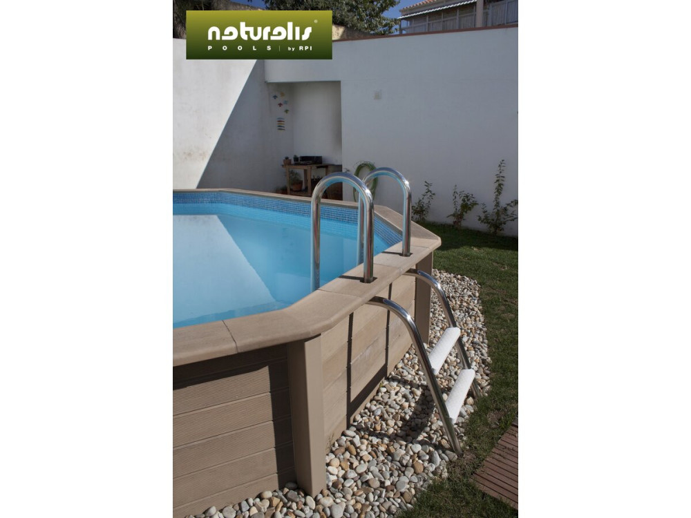 Betonpool in Holzoptik im Bausatz Zehnkant - 4.95 x 1.40 m