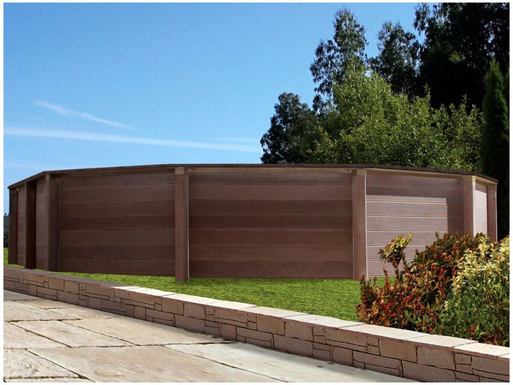 Betonpool in Holzoptik im Bausatz Zehnkant lang "Naturalis 2" - 6.36 x 4.74 x 1.28 m