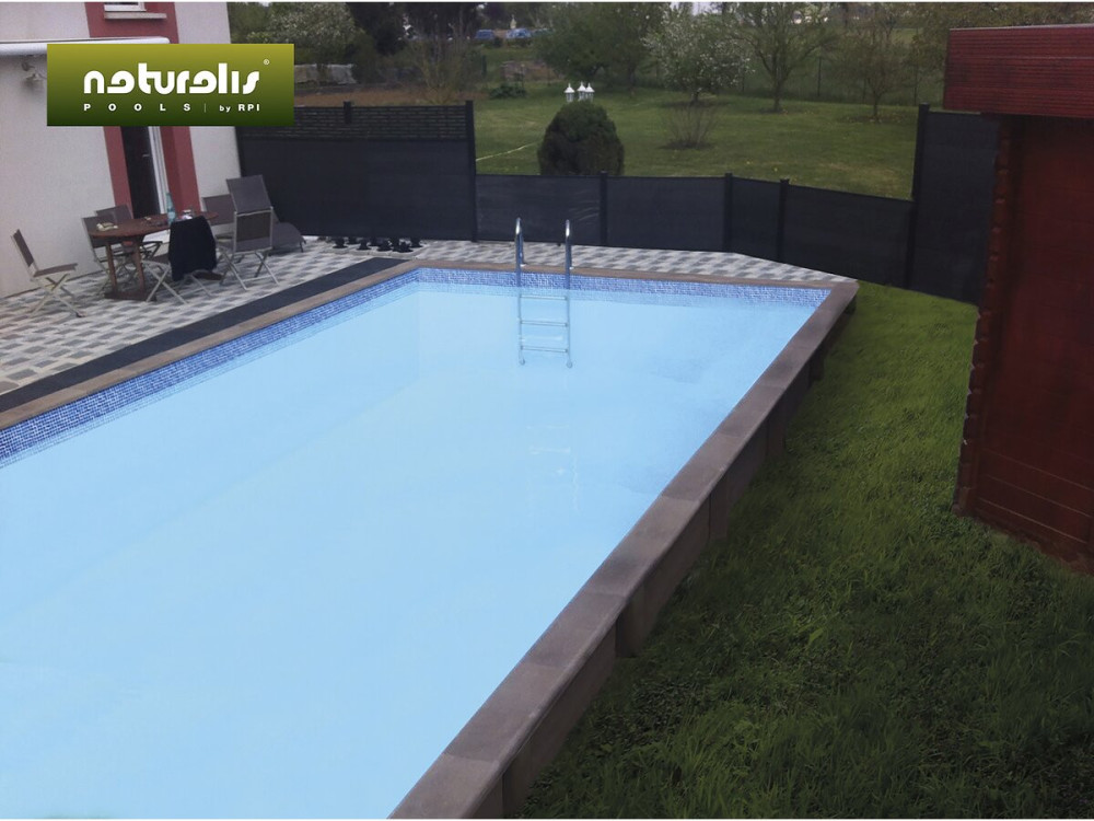 Betonpool in Holzoptik Bausatz Rechteckig "Naturalis" - 6.09 x 3.24 x 1.40 m