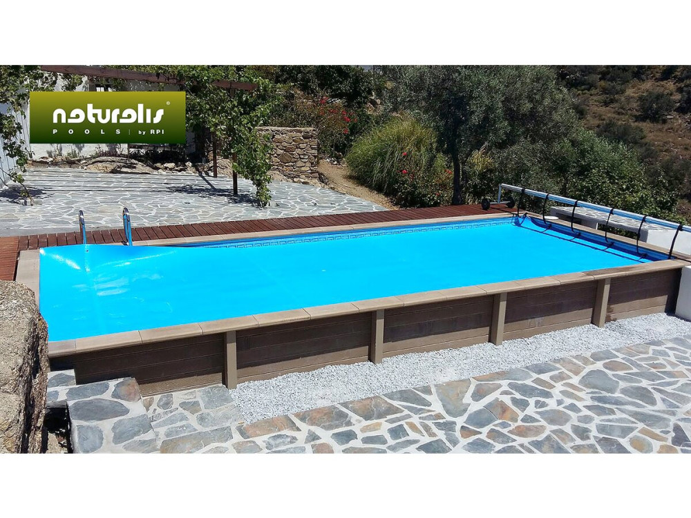Betonpool in Holzoptik Bausatz Rechteckig "Naturalis" - 6.09 x 3.24 x 1.40 m