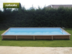 Betonpool in Holzoptik Bausatz Rechteckig "Naturalis" - 7.5 x 3.24 x 1.40 m