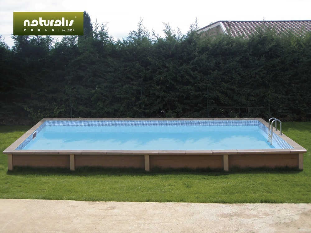 Betonpool in Holzoptik Bausatz Rechteckig "Naturalis" - 7.5 x 3.24 x 1.40 m