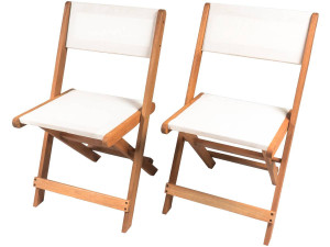 Klappstuhl aus Tropenholz 2er-Set "Seoul" - Maple - Beige