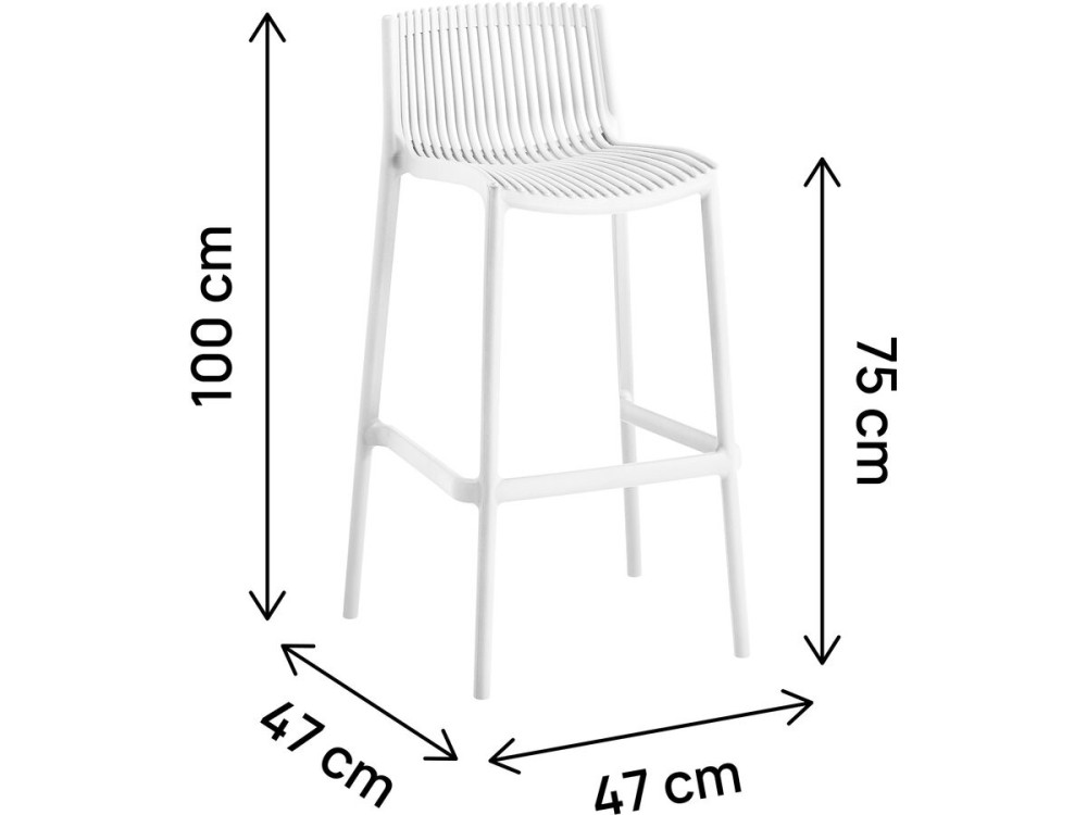 2er-Set stapelbare Hochstühle aus Kunststoff "Néora" - Weiß