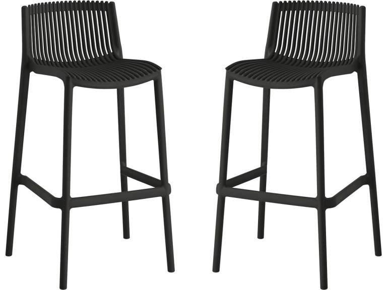 2er-Set stapelbare Hochstühle aus Kunststoff "Néora" - Schwarz