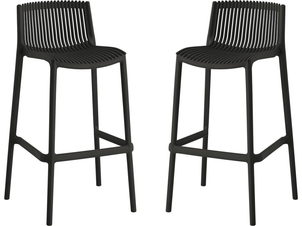 2er-Set stapelbare Hochstühle aus Kunststoff "Néora" - Schwarz