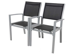 Gartenstuhl "Tropic" Alu/Textilene - Phoenix - Schwarz - 2er-Set