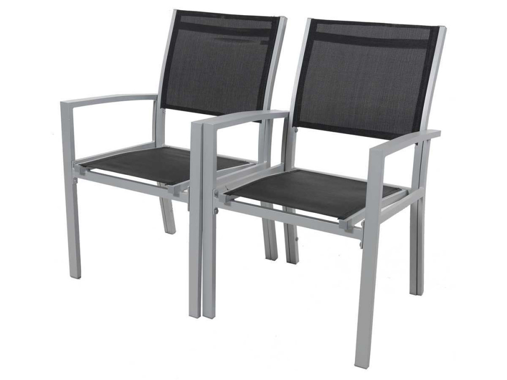 Gartenstuhl "Tropic" Alu/Textilene - Phoenix - Schwarz - 2er-Set