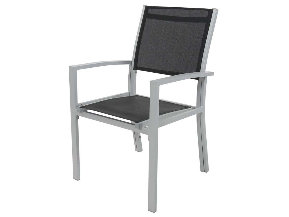 Gartenstuhl "Tropic" Alu/Textilene - Phoenix - Schwarz - 2er-Set
