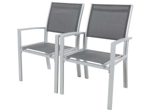 Gartenstuhl "Tropic" Alu/Textilene - Phoenix - Dunkelgrau - 2er-Set