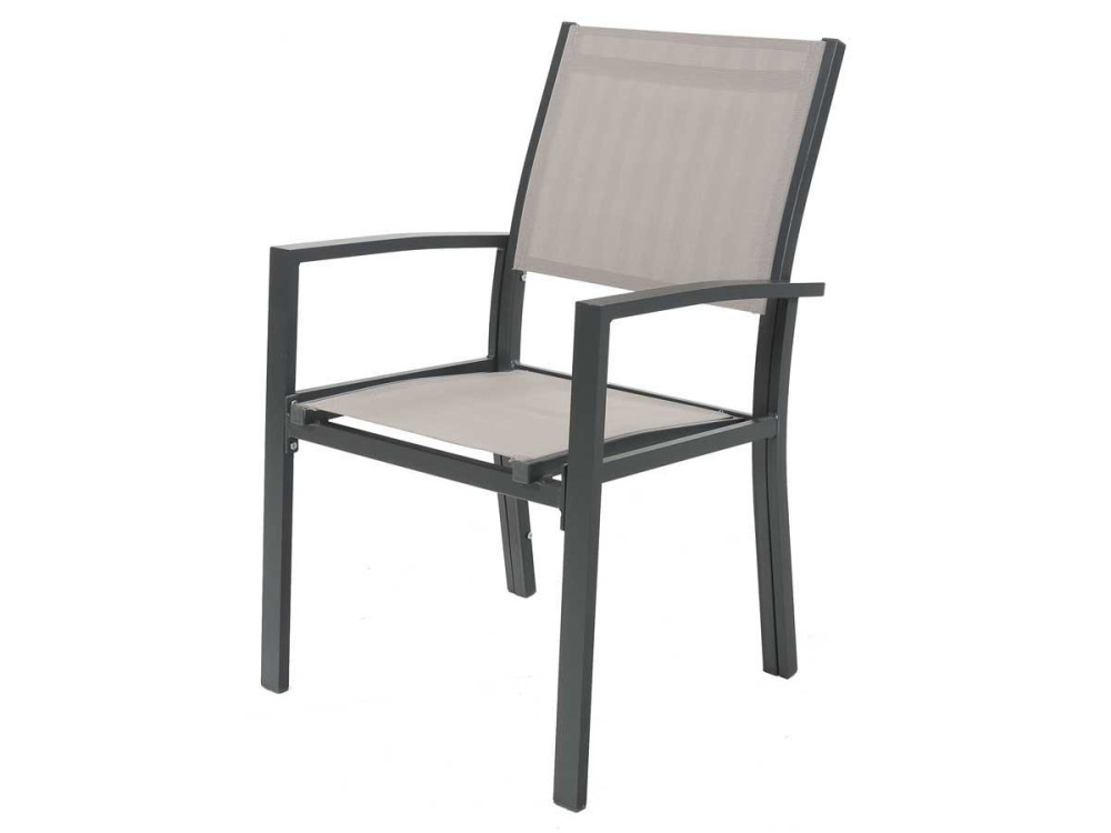 Gartenstuhl "Tropic" Alu/Textilene - Phoenix - Taupe - 2er-Set