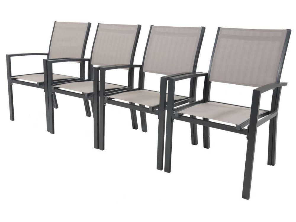 Gartenstuhl "Tropic" Alu/Textilene - Phoenix - Taupe - 2er-Set
