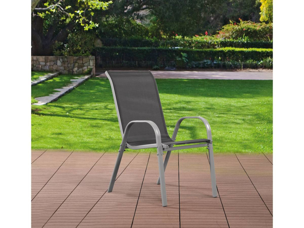 Gartenstuhl aus Textilene "Cordoba" - Phoenix - Dunkelgrau/Silberfarben - 4er-Set