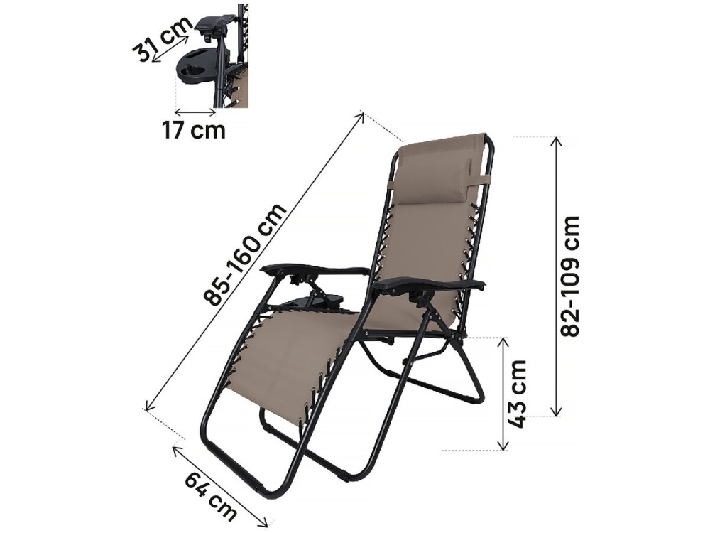 Relax-Gartensessel schwerelos "Sintra" - Taupe