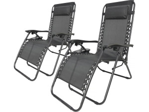Relax-Gartensessel 2-er Set verstellbar und schwerelos "Sintra" - Schwarz