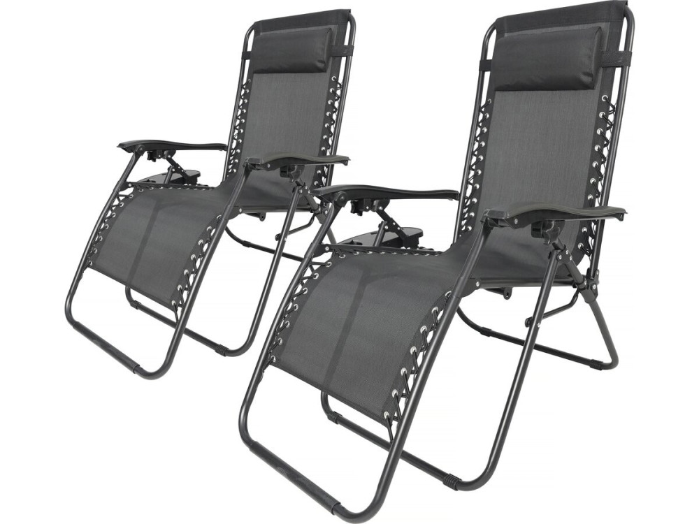 Relax-Gartensessel 2-er Set verstellbar und schwerelos "Sintra" - Schwarz