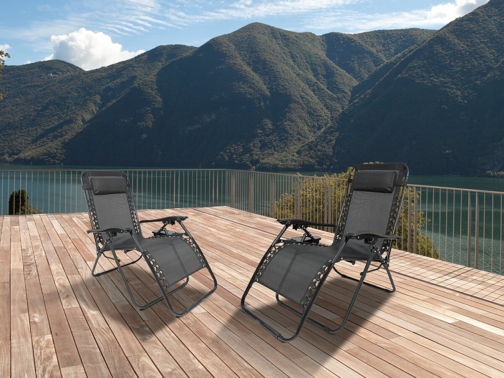 Relax-Gartensessel 2-er Set verstellbar und schwerelos "Sintra" - Schwarz